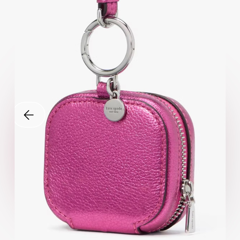Kate Spade Ava Metallic Bikini Pink Airpods Lanyard Case NWT - Picture 3 of 10